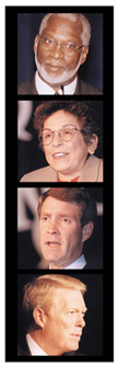 Photos of Annual Meeting speakers Dr. Satcher, Secretary Shalala, Senator Frist, and Representative Gephardt