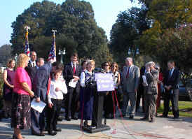 Congresswoman Deborah Pryce speaks at a press conference on Capitol Hill in support of the Childrens Health Act of 2000 (H.R. 4365)