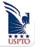 USPTO logo - eagle landing on shining lightbulb with 4 stars below